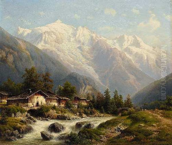 Dorf Am Gebirgsbach Oil Painting by Joseph Jansen