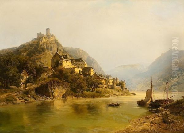 Romantische Rheinlandschaft Oil Painting by Joseph Jansen