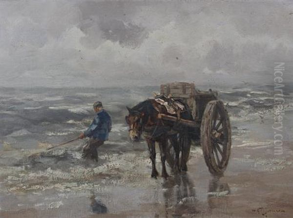 Shrimping Along The Shore Oil Painting by Willem George Fred. Jansen