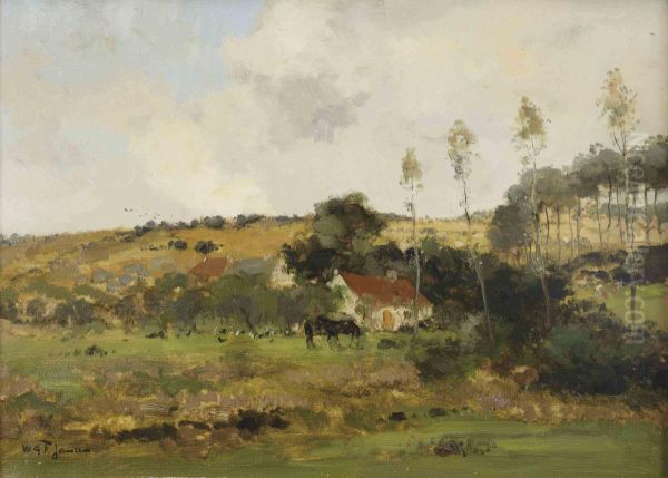 A House In A Hilly Landscape Oil Painting by Willem George Fred. Jansen