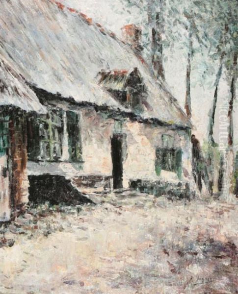 Farmhouse Oil Painting by Rene Jansens