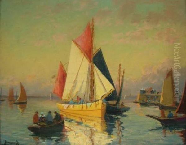 Retour De Peche A Concarneau Oil Painting by Mathurin Janssaud