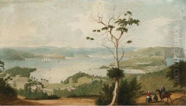 View Of The Entrance To Jackson's Bay, The North And South Heads From Above Vaucluse, The Property Of Mr. W. Wentworth. M. L. C. Oil Painting by Jacob Janssen