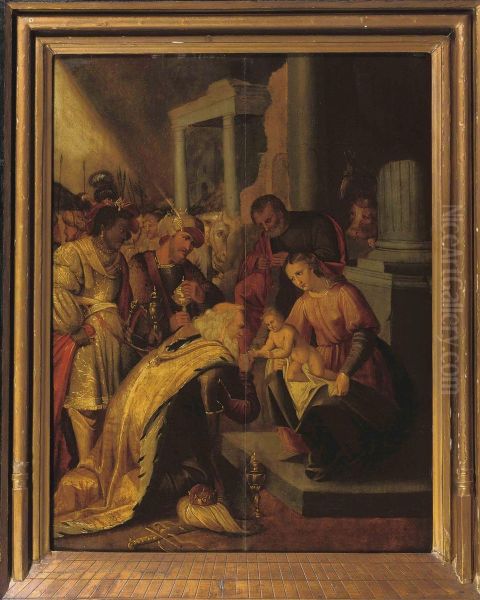 The Adoration Of The Magi Oil Painting by Abraham Janssens van Nuyssen