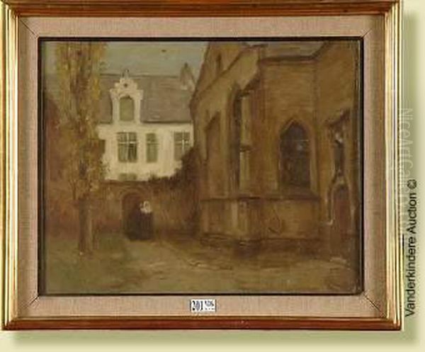 Ruelle De Beguinage Animee Oil Painting by Rene Janssens