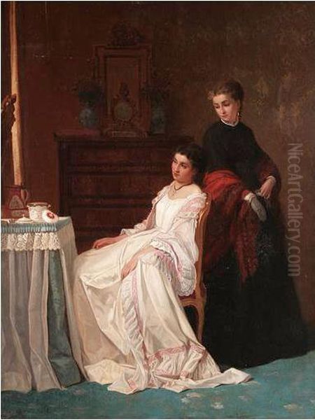 At The Dressing Table Oil Painting by Victor Emile Janssens