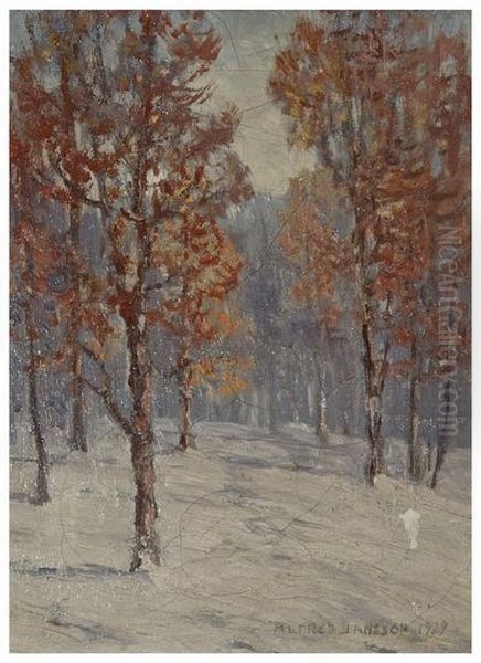 October Snow, Illinois Oil Painting by Alfred Jansson