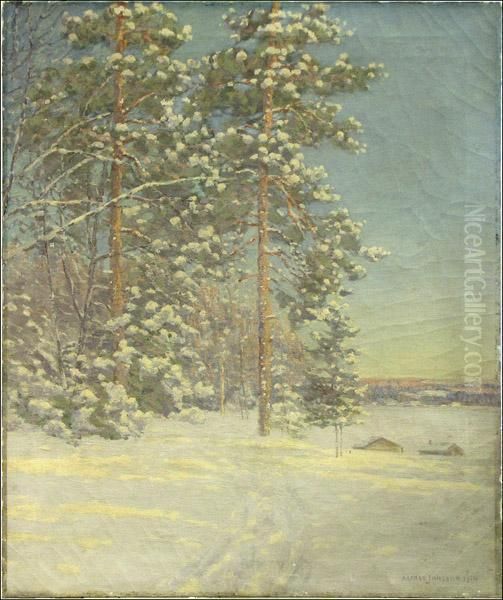 Jansson, Morning Winter Scene Oil Painting by Alfred Jansson