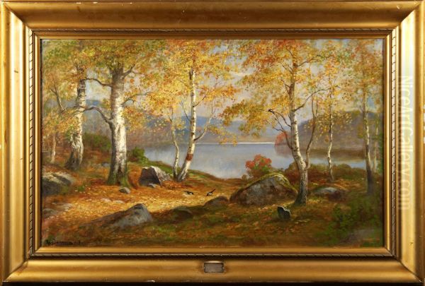 Fjallandskap I Hostskrud Oil Painting by August Jansson