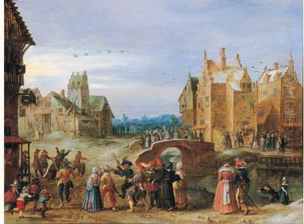 Scene De Carnaval Dans Une Ville Des Flandres Oil Painting by Govert Jansz.