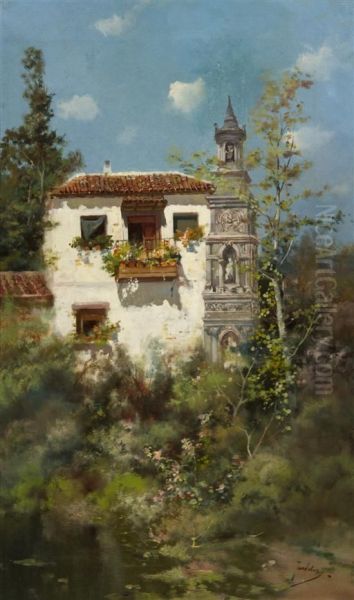 Hillside Villa Oil Painting by Jose Maria Jardines