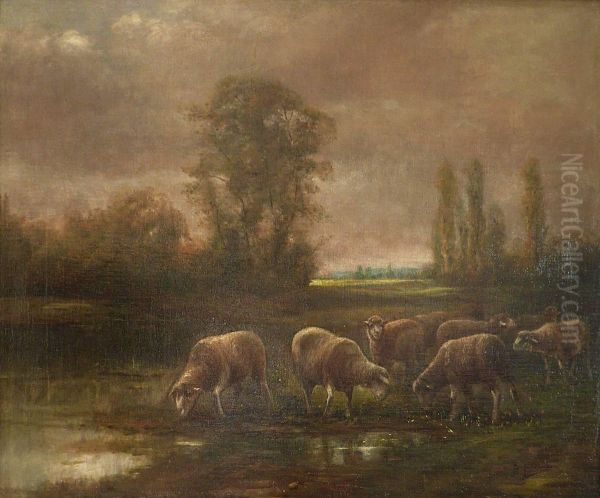 Paysage Aux Moutons Oil Painting by Jose Maria Jardines