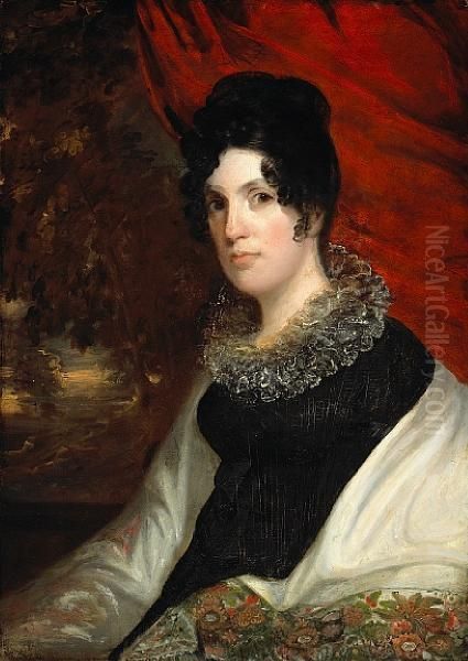 Portrait Of Lucy Maverick, Wife Of Samuel Maverick Oil Painting by John Wesley Jarvis