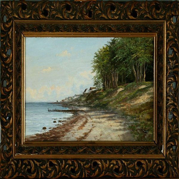 Danish Coastal Scenery From Hellebaek Oil Painting by Viggo Jastrau