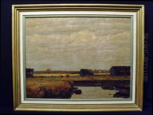 Landschaft Mit Torfstecherei Oil Painting by Georg Jauss