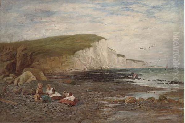 Children On The Beach Oil Painting by William Samuel Jay