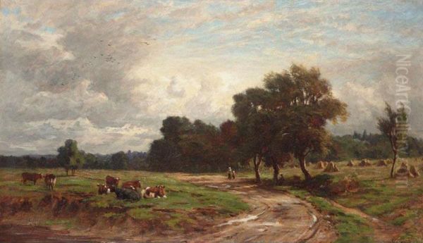 Extensive Landscape With Cattle Oil Painting by William Samuel Jay