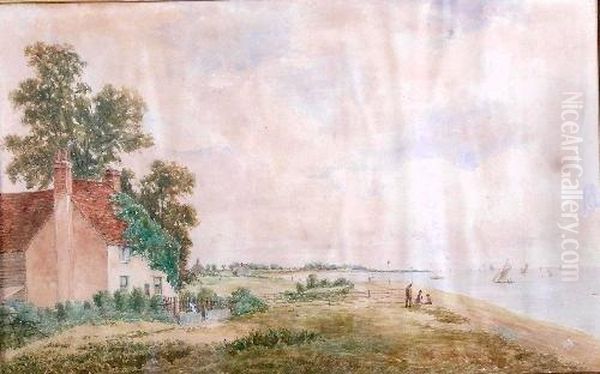 'view Of Southend, Essex', Watercolour, Signed And Dated '80, 14 Oil Painting by Charles Jayne