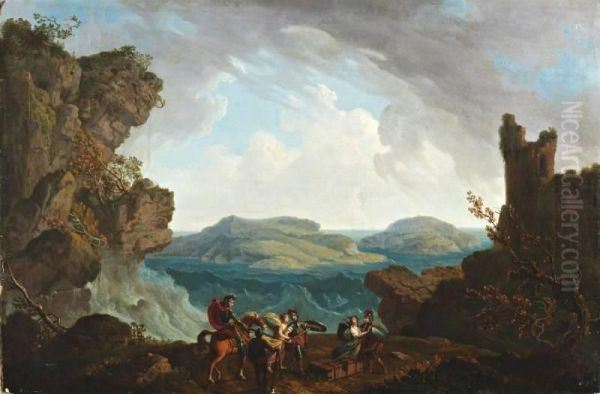 Rinaldo En Almirena Oil Painting by Jean Baptiste Martin