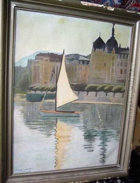 La Voile Blanche, Au Dos Etude De Portrait Oil Painting by Roger Henri Jean-Mairet