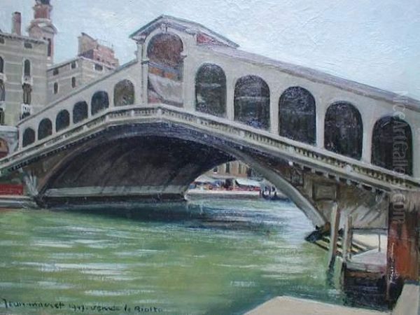 Venise - Le Pont Du Rialto Oil Painting by Rene Const. Jeanneret