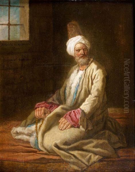 Homme Au Turban Dans Un Interieur Oil Painting by Etienne Jeaurat