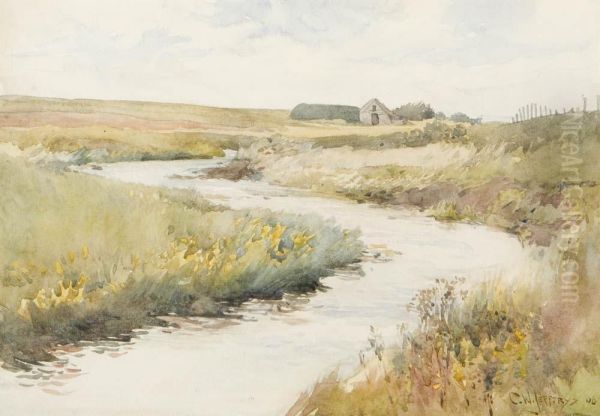 Pastoral View Of A Country Stream. by Charles William Jefferys