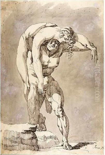 Study Of A Man Carrying A Woman Oil Painting by James Jefferys