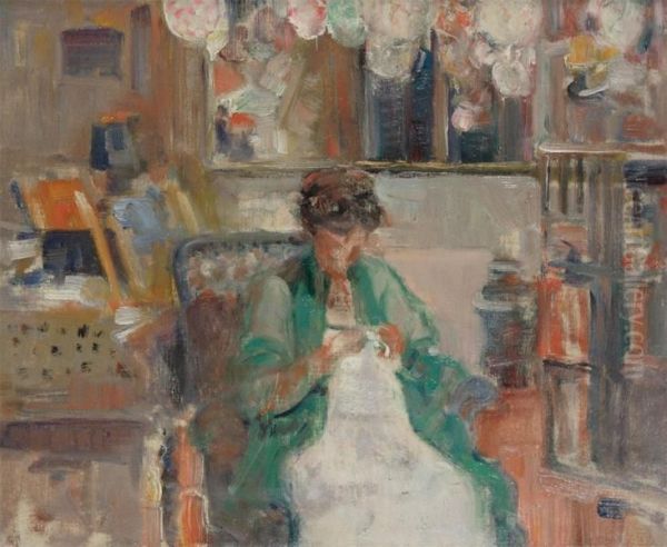 Interior With Woman In An Armchair Oil Painting by Marcel Jefferys