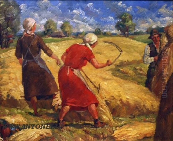 Harvest Time Oil Painting by Julijs Jegers