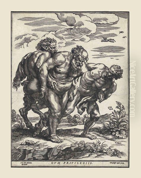 Silenus Accompanied By A Satyr And A Faun Oil Painting by Christoffel Jegher