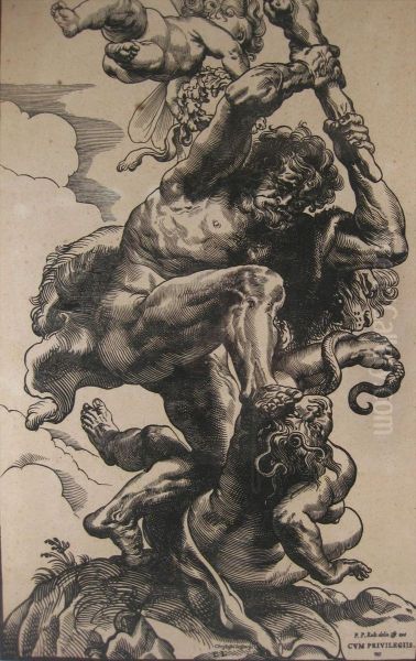 Hercules Fighting The Fury And Thediscord Oil Painting by Christoffel Jegher