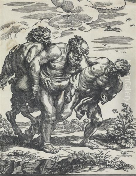 Silenus Accompanied By A Saytr And A Faun Oil Painting by Christoffel Jegher