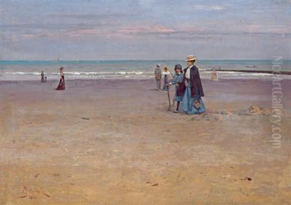 Passeggiata Sulla Spiaggia Oil Painting by Josef Jelinek