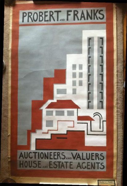 Poster Design For Probert & Franks Auctioneers And Valuers. Oil Painting by Mainie Harriet Jellett