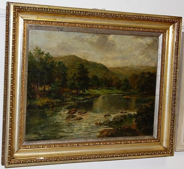 River Landscape Oil Painting by James de Vine Aylward