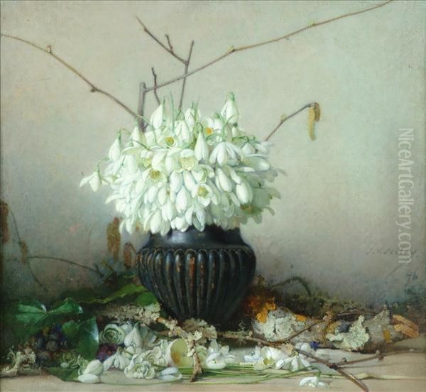 Snowdrops Oil Painting by James de Vine Aylward