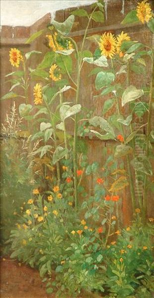 Sunflowers Oil Painting by James de Vine Aylward