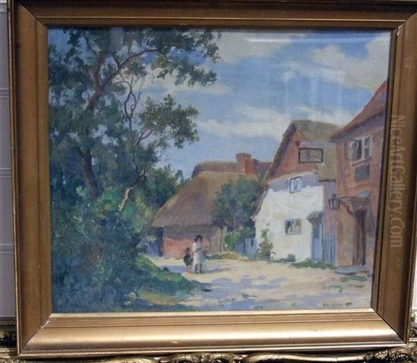 Children On A Lane Oil Painting by Arthur Henry Jenkins