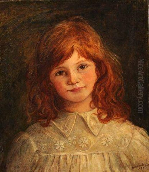 Head And Shoulders Portrait Of A Young Girl Oil Painting by Blanche Jenkins