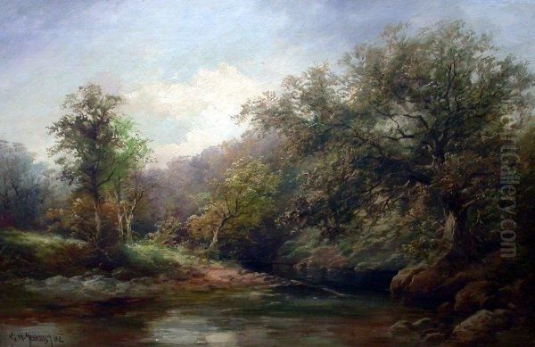 Romantisches Waldinneres Mit Bachlauf Oil Painting by George Henry Jenkins