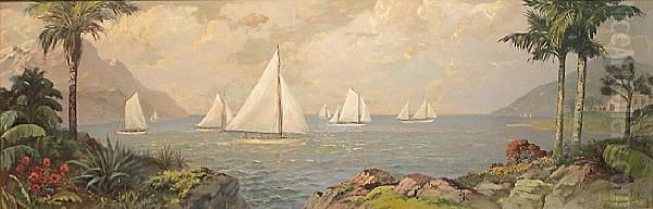 Seascape With Sailboats by Lebrun Jenkins