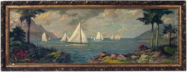 Seascape With Sailboats by Lebrun Jenkins