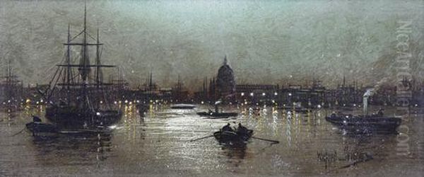 London By Moonlight Oil Painting by Wilfred Jenkins