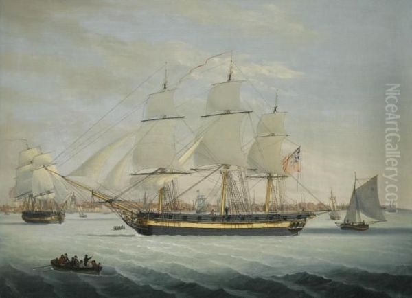 An Armed Merchantman In The Mersey, Off Liverpool Oil Painting by John Jenkinson