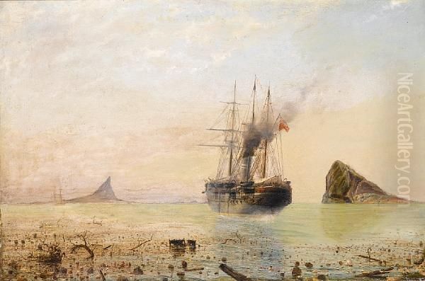 Krakatoa Oil Painting by Isaac Walter Jenner