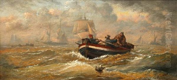 Mending The Nets; Landing The Catch Oil Painting by William Jenner