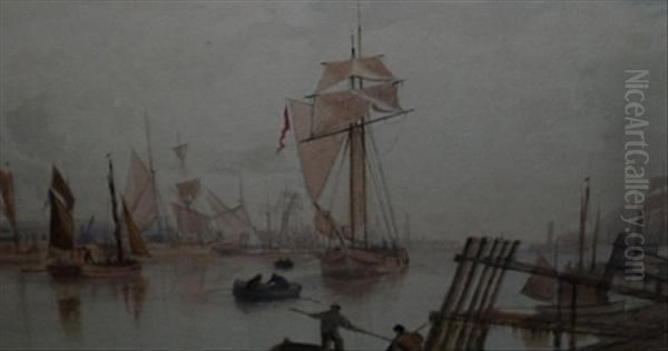 Figures In Adockland Oil Painting by William Jenner