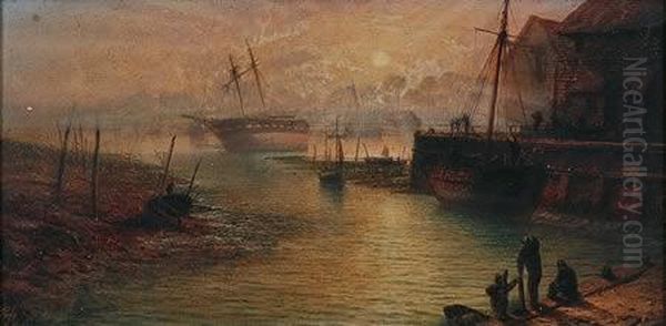 Boats On The Shore Oil Painting by William Jenner