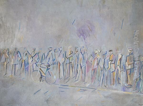 Queue Of The Unemployed Oil Painting by Humphrey Jennings